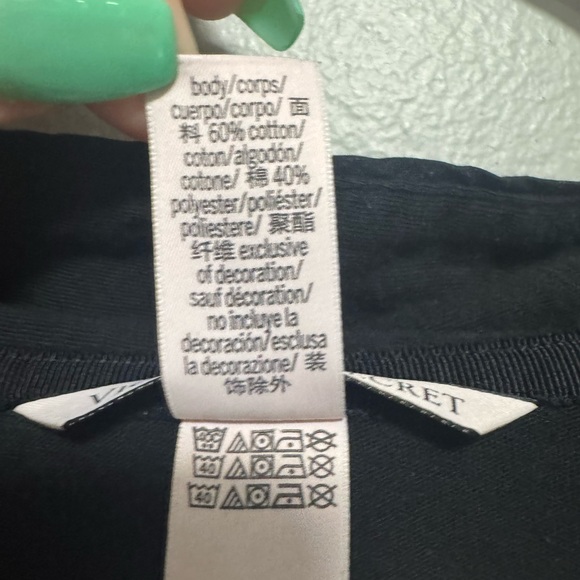 VS Black Button Up VS Logo Pocket Pajama Shirt - Picture 7 of 8